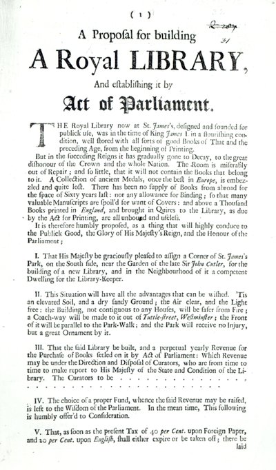 Ein Vorschlag zum Bau einer Königlichen Bibliothek, 1697 (Druck) von English School